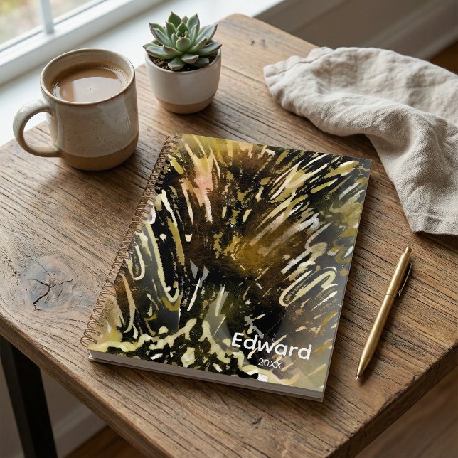  Trendy modern abstract black and gold planner  (Creator Uploaded)