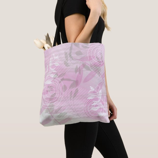 Trendy modern abstract floral botanical leaf tote bag (Close Up)