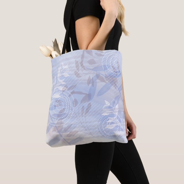 Trendy modern abstract floral botanical leaf tote bag (Close Up)