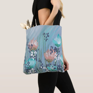 Trendy Modern Abstract Floral Tote Bag
