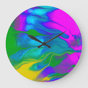 Trendy Modern Abstract Flowing Colours Large Clock