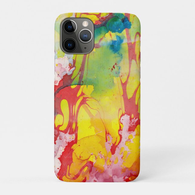 Trendy Modern Abstract Marble Look Pink Red Yellow Case-Mate iPhone Case (Back)