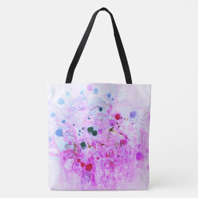 Trendy Modern Abstract Pink Red Yellow Green Tote Bag (Front)