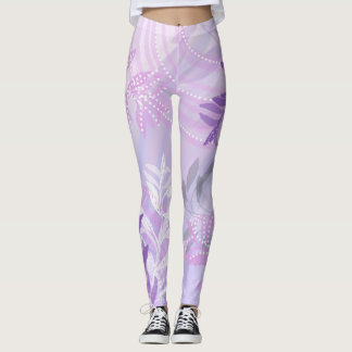 Trendy Modern Abstract Tropical Leaf Botanical  Leggings