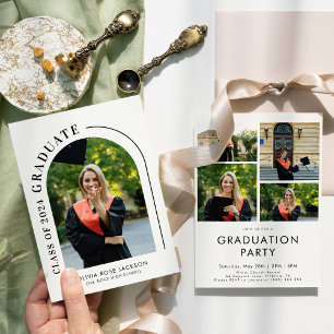 Trendy Modern Arch Photo Graduation Invitation