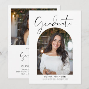 Trendy Modern Arch Photo Graduation Party Invitation