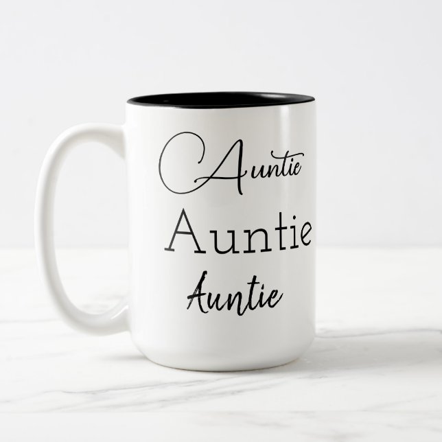 Trendy Modern Auntie Two-Tone Coffee Mug (Left)