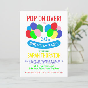 Trendy Modern Balloons, Birthday Party Invitation