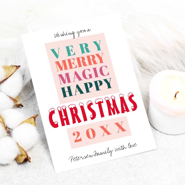 Trendy modern big typography Christmas greetings Holiday Card (Creator Uploaded)