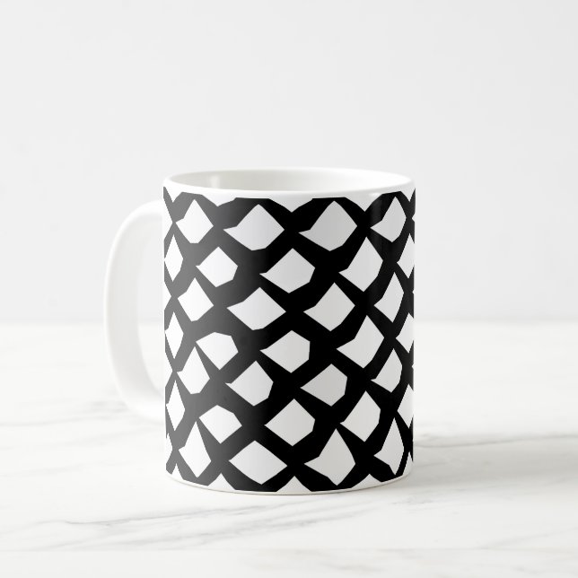 Trendy Modern Black and White Pattern Coffee Mug (Front Left)