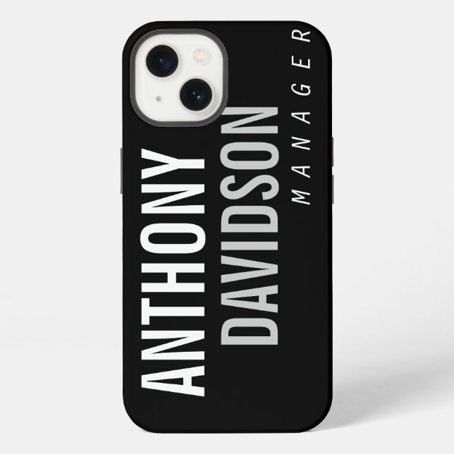 Trendy Modern Black Bold Text iPhone Case (Back)