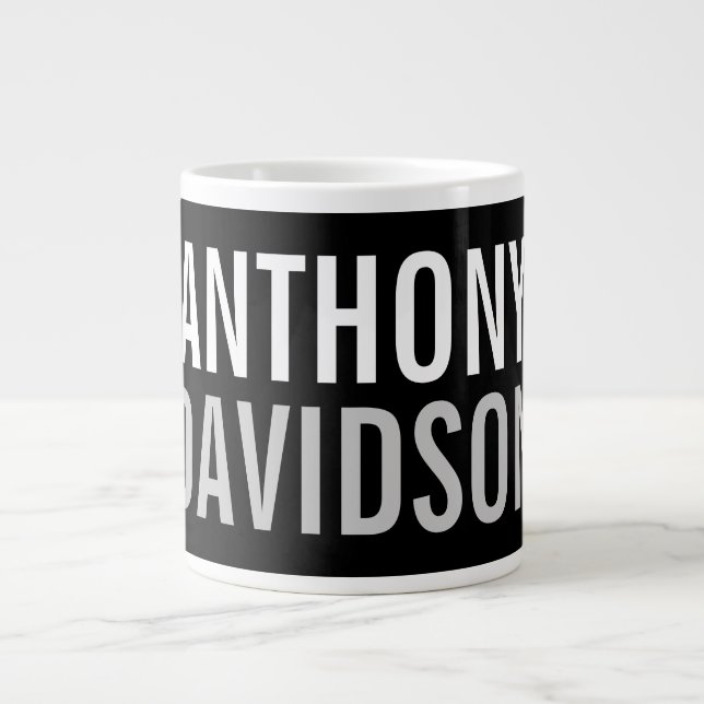 Trendy Modern Black Bold Text Large Coffee Mug (Front)