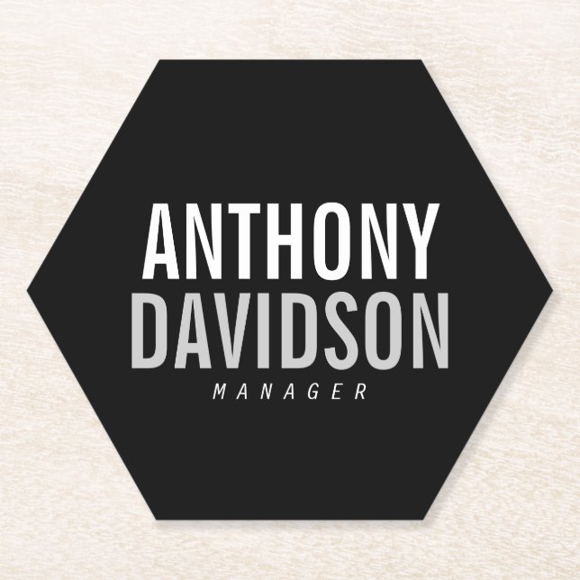 Trendy Modern Black Bold Text Paper Coaster (Front)