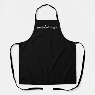 Trendy Modern Black Script Monogram Apron