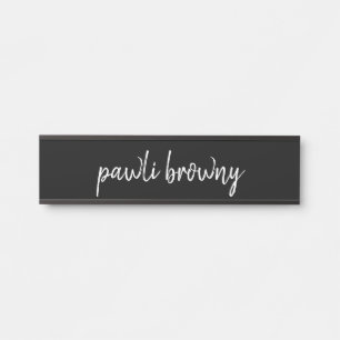 Trendy Modern Black Script Nameplate Sign
