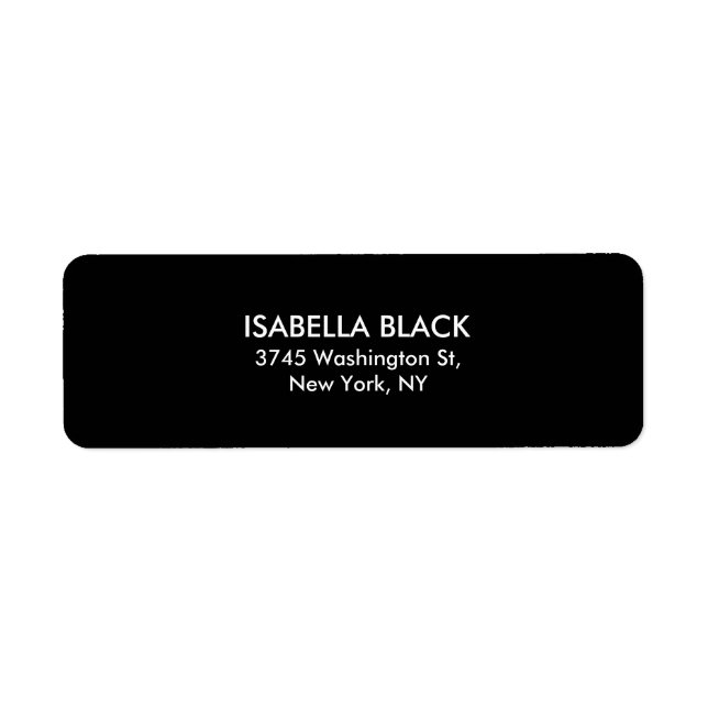 Trendy Modern Black Simple Plain Elegant Return Address Label (Front)