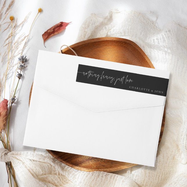 Trendy Modern Black Wedding Wrap Around Label (Creator Uploaded)