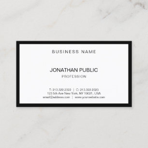 Trendy Modern Black White Professional Elegant Top Business Card