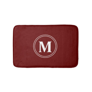 Trendy Modern Blood red Custom Monogram Bath Mat