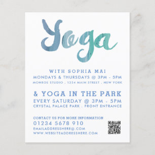 Trendy Modern Blue Yoga Class Advertising Flyer