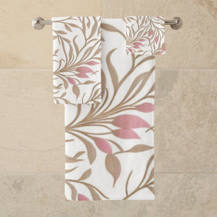 Trendy Modern Boho Botanical Pattern Bath Towel Set