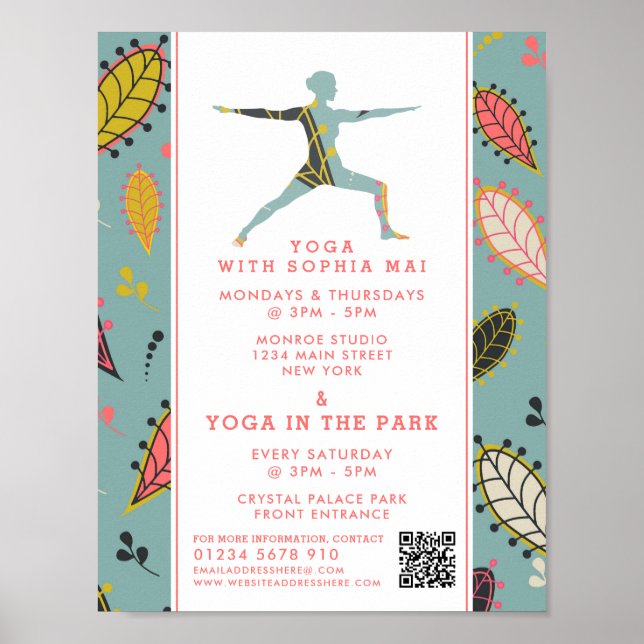 Trendy Modern Boho Yoga Class Advertising Poster (Front)