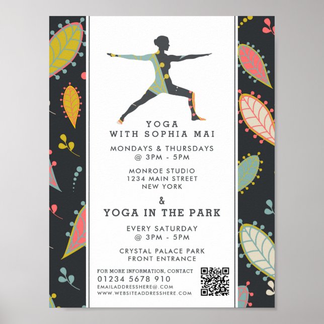 Trendy Modern Boho Yoga Class Advertising Poster (Front)