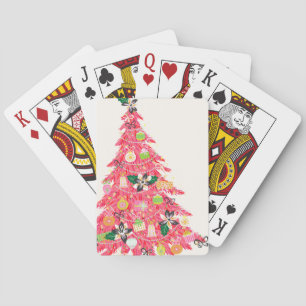 trendy modern bright colour festive christmas tree playing cards