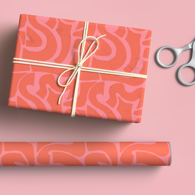 Trendy Modern Bright Coloured Orange & Pink Wrapping Paper Sheet (Creator Uploaded)