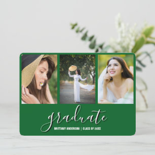 Trendy Modern Calligraphy 3 Photo Collage Graduate Announcement