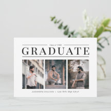 Trendy Modern Calligraphy 3 Photo Collage Graduate
