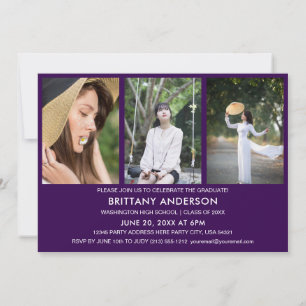 Trendy Modern Calligraphy 4 Photo Collage Graduate Announcement