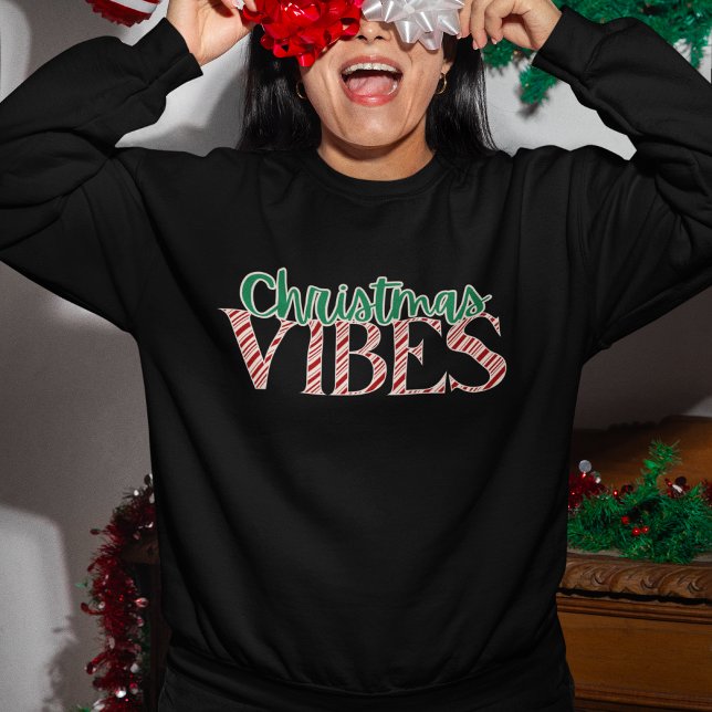 Trendy Modern Candy Cane Christmas Vibes Sweatshirt (Creator Uploaded)