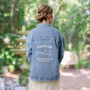 Trendy Modern Casual Graduation Personalised Denim Jacket