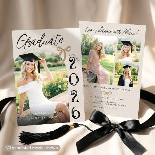Trendy Modern Casual Photo Graduation Invitation