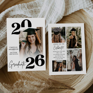 Trendy Modern Casual Photo Graduation Invitation