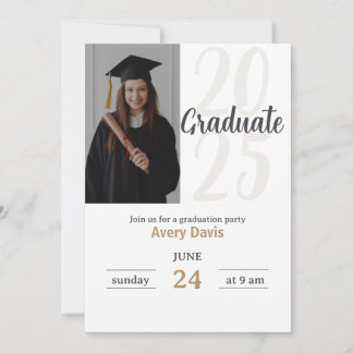 Trendy Modern Casual Photo Graduation Invitation