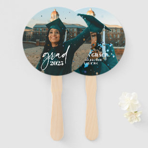 Trendy Modern Casual Typography Photo Graduation Hand Fan