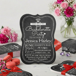 Trendy Modern Chalkboard Bachelorette Party Invitation