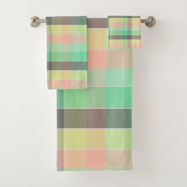 Trendy Modern Chic Colour Block Squares   Bath Towel Set (Insitu)
