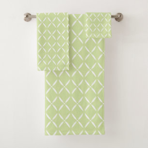 Trendy Modern Chic Green and White Bath Towel Set