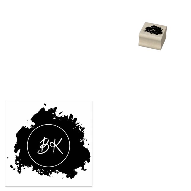 Trendy Modern Chic Monogram Initials Rubber Stamp (Stamped)
