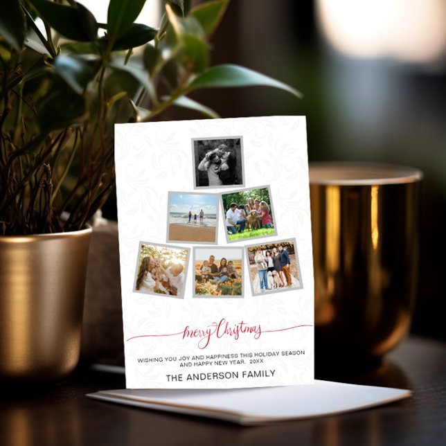 Trendy Modern Christmas Collage Photo Holidays Invitation (Creator Uploaded)