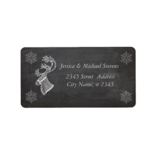 Trendy modern Christmas reindeer chalkboard Label