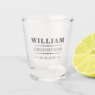Trendy Modern Classic Personalised Groomsmen Gift Shot Glass