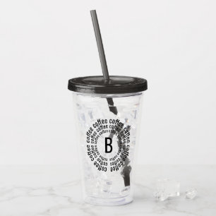 Trendy Modern Coffee Spiral   Monogram Acrylic Tumbler