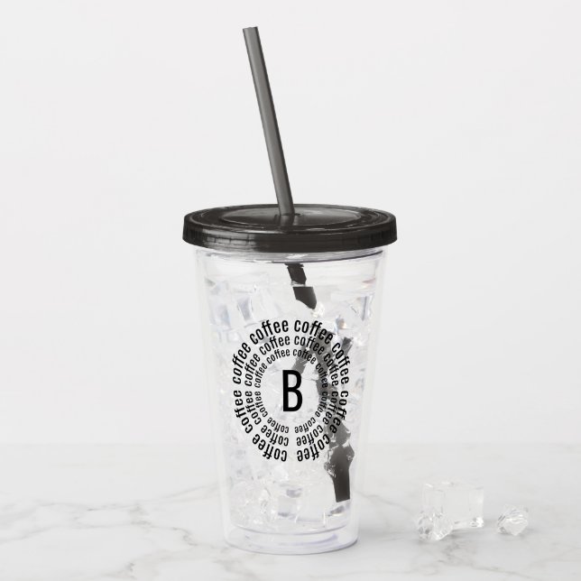Trendy Modern Coffee Spiral | Monogram Acrylic Tumbler (Front Ice)