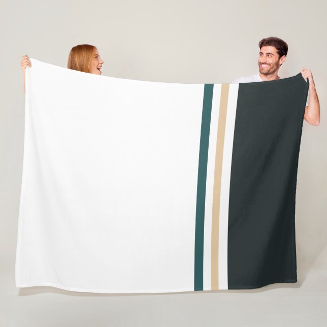 Trendy Modern colour block and Stripes  Fleece Blanket (In Situ)