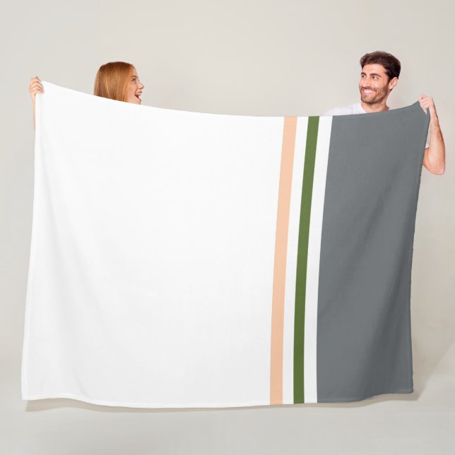 Trendy Modern colour block and Stripes  Fleece Blanket (In Situ)