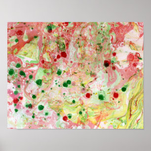 Trendy Modern Colourful Abstract Art Green Pink Re Poster